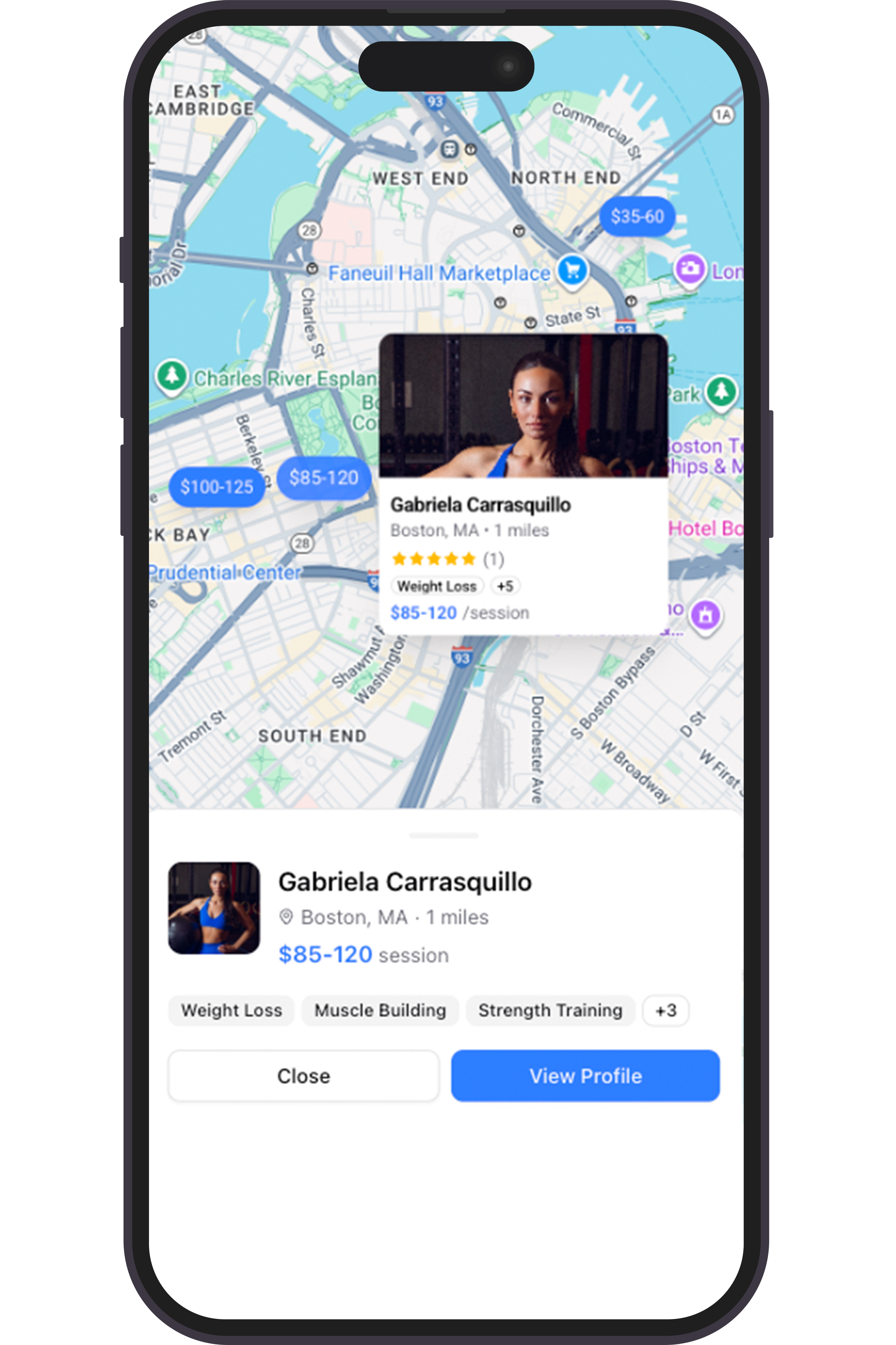 Trainer profile on search page